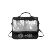 PU Crossbody Bag with Transparent Pocket and Velcro Closure Black color SKU reference