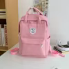 Plaid Nylon School Backpack with Anti-Theft Pocket Pink color SKU reference