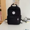 Plaid Nylon School Backpack with Anti-Theft Pocket Black color SKU reference