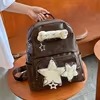 Brown PU Backpack with Star Pin and Pendant Details Brown color SKU reference