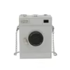 Sequin Camera-Box PU Crossbody Bag with Chain Strap White color SKU reference
