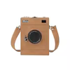 Vintage Camera-Shape PU Crossbody Bag with Chain Strap Khaki color SKU reference