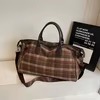 Checkerboard Cloth Travel Duffel with Reinforced Base Khaki color SKU reference