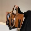 Monogram PU Tote with Webbing Handles Brown color SKU reference