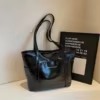 PU Travel Tote with Front and Side Pockets Black color SKU reference