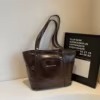 PU Travel Tote with Front and Side Pockets Brown color SKU reference