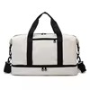 Plaid Oxford Gym Duffel with Bottom Shoe Pocket White color SKU reference
