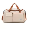Foldable Nylon Weekender Duffel with Multiple Pockets Brown color SKU reference