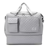 Expandable-Bottom Oxford Gym Duffel with Shoe Pocket Gray color SKU reference