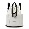 Drawstring Sport Travel Backpack with Shoe Compartment White color SKU reference