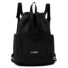 Drawstring Sport Travel Backpack with Shoe Compartment Black color SKU reference