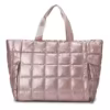 Holographic Quilted Gym Duffel with Yoga-Mat Pocket Pink color SKU reference