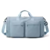 Foldable Nylon Gym Duffel with Shoe Compartment Blue color SKU reference