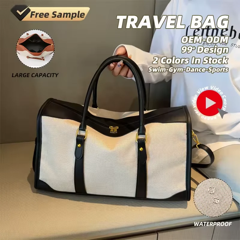 Canvas Travel Duffel with Front Pockets and Metal Buckle product reference image