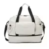 Foldable Expandable Oxford Duffel with Shoe Compartment White color SKU reference