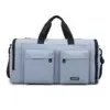 Foldable Nylon Gym Duffel with Shoe Compartment Blue color SKU reference