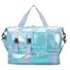 Foldable Nylon Travel Duffel with Front Zipper Pocket Blue color SKU reference