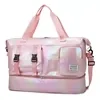 Foldable Nylon Travel Duffel with Front Zipper Pocket Pink color SKU reference