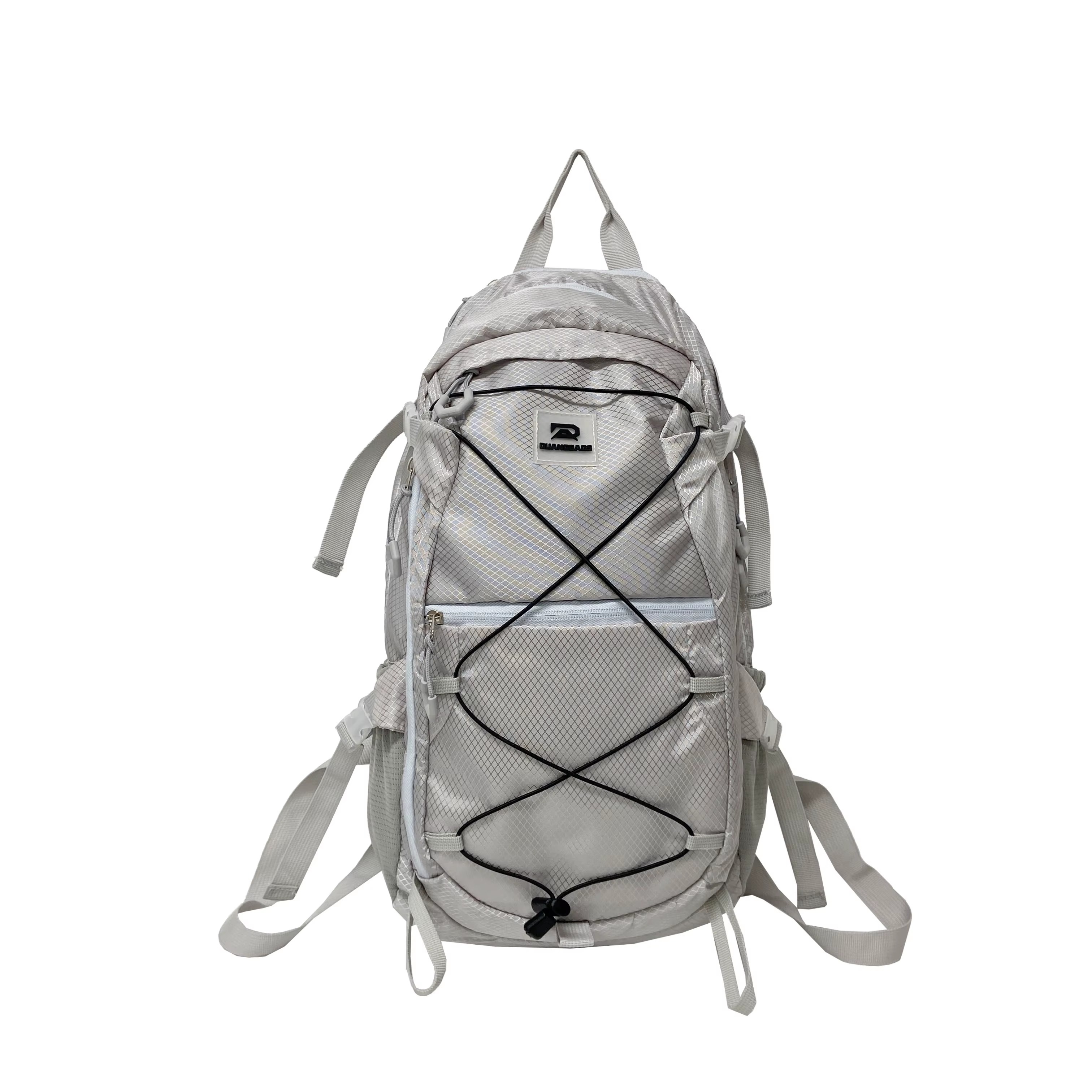 Lightweight Multi-Pocket Hiking Backpack with Front Bungee Cord Gray color SKU reference
