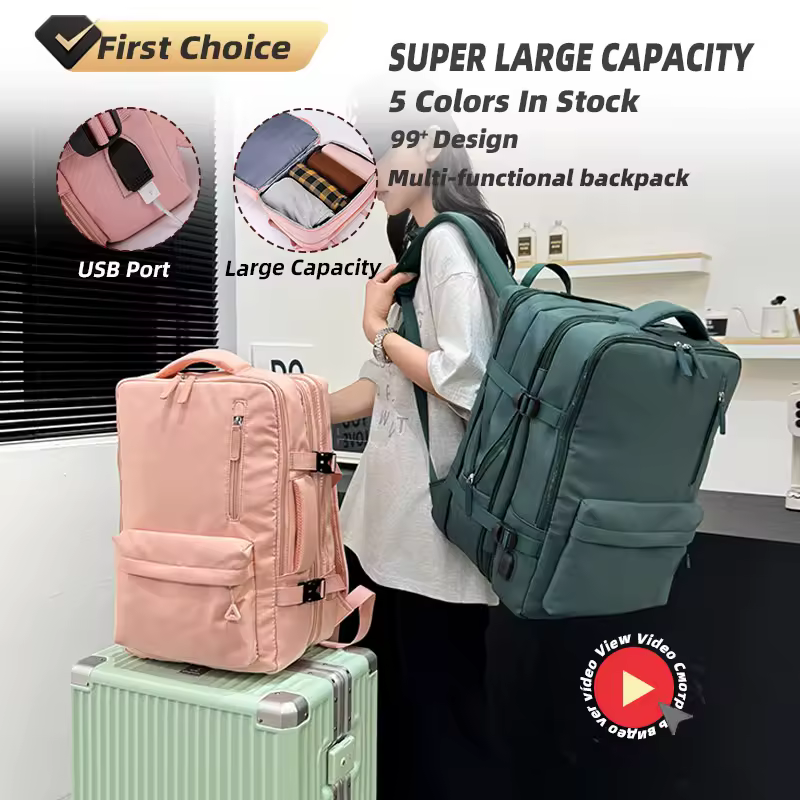 Expandable Oxford Travel Backpack with USB Charging Port product reference image