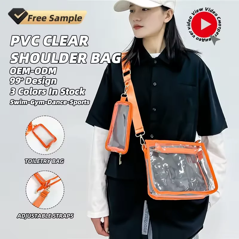 3L Clear PVC Crossbody Bag with Matching Makeup Pouch product reference image