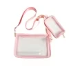 3L Clear PVC Crossbody Bag with Matching Makeup Pouch Pink color SKU reference