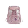 17L Clear PVC Backpack with Heart Detail Pink color SKU reference