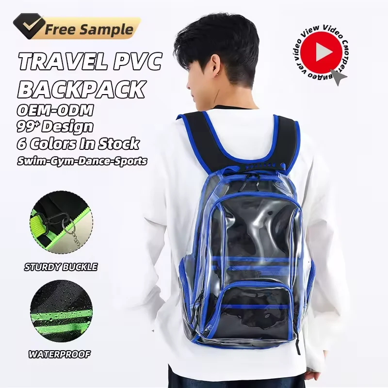 25L Clear PVC Backpack with Front Pocket & Luggage Sleeve product reference image