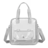 12L Clear PVC Tote with Side Mesh Pocket Gray color SKU reference