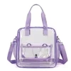 12L Clear PVC Tote with Side Mesh Pocket Purple color SKU reference