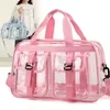 Clear PVC Shoulder Tote with Adjustable Crossbody Strap Pink color SKU reference