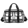 Clear PVC Shoulder Tote with Adjustable Crossbody Strap Gray color SKU reference