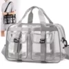 Clear PVC Shoulder Tote with Adjustable Crossbody Strap Black color SKU reference