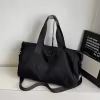 Nylon Travel Shoulder Bag with Back Zip Pocket Black color SKU reference