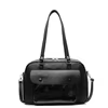 PU Crossbody Tote with External Clear Pouch Black color SKU reference