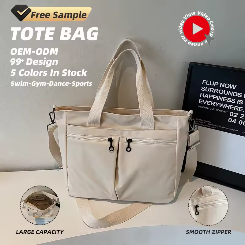 Canvas Laptop Tote with Front Pocket and Metal Buckle product reference image