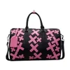 PU Travel Duffel with Decorative Cross Patterns Black · pink cross pattern SKU overview reference