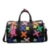 PU Travel Duffel with Decorative Cross Patterns Black · multicolor cross pattern SKU overview reference
