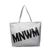 Letter-Detail PU Tote Duffel with Inner Zipper Pocket Silver color SKU reference