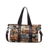 Animal-Print Nylon Tote with Zipper Closure Coffee Brown color SKU reference