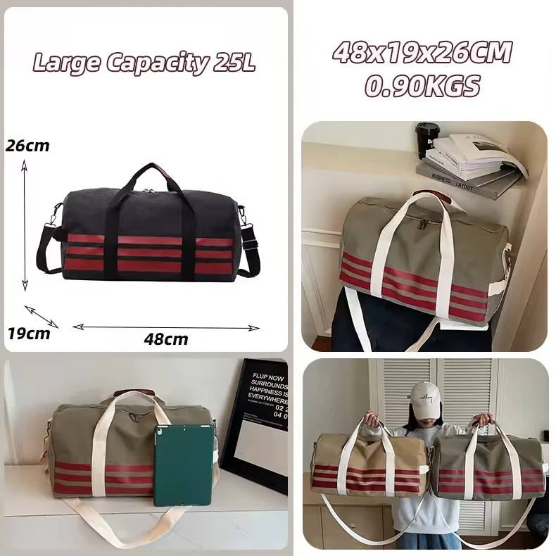 25 L Striped Nylon Travel Duffel product reference image