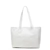 Croc-Embossed PU Tote with Side Storage Pocket White color SKU reference