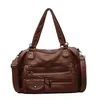 PU Crossbody Bag with Security and Side Zipper Pockets Brown color SKU reference