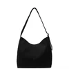 18L Suede-Finish Laptop Shoulder Bag with Zipper Black color SKU reference