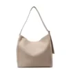 18L Suede-Finish Laptop Shoulder Bag with Zipper Khaki color SKU reference