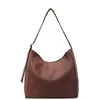 18L Suede-Finish Laptop Shoulder Bag with Zipper Coffee brown color SKU reference