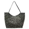 37L Canvas Leopard-Print Laptop Tote with Shoulder Carry Green color SKU reference