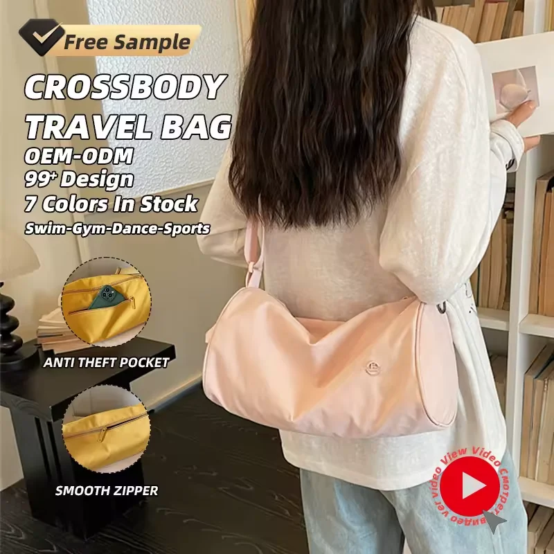 Solid-Color Polyester Crossbody Travel Bag product reference image