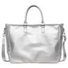 PU Travel Shoulder Tote with Inner Pocket Silver color SKU reference