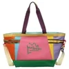Color-Block Sport Travel Shoulder Bag with Mesh Pocket Pink color SKU reference